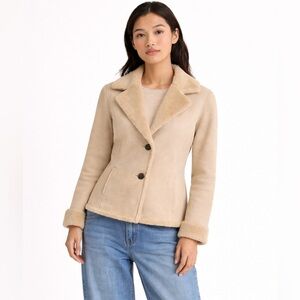 Calvin Klein Tan Faux Shearling Jacket Quiet Luxury Minimalist